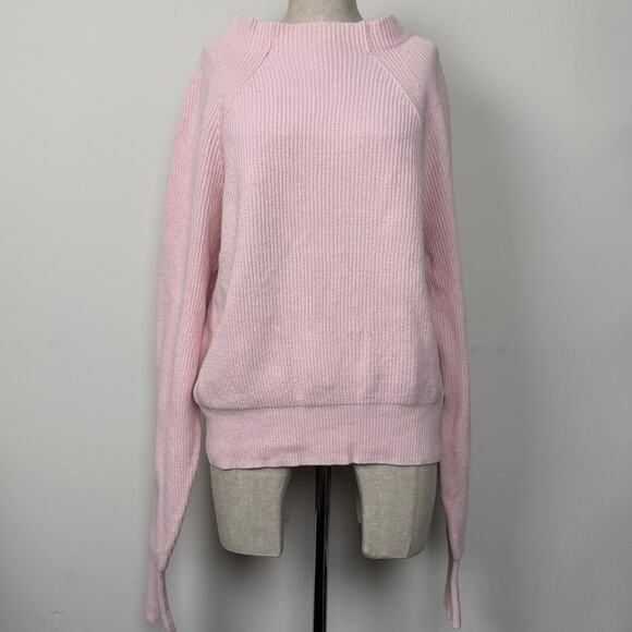 Free People Knit Sweater Womens Medium Soft Pink Raglan Sleeve Oversized - Picture 9 of 11
